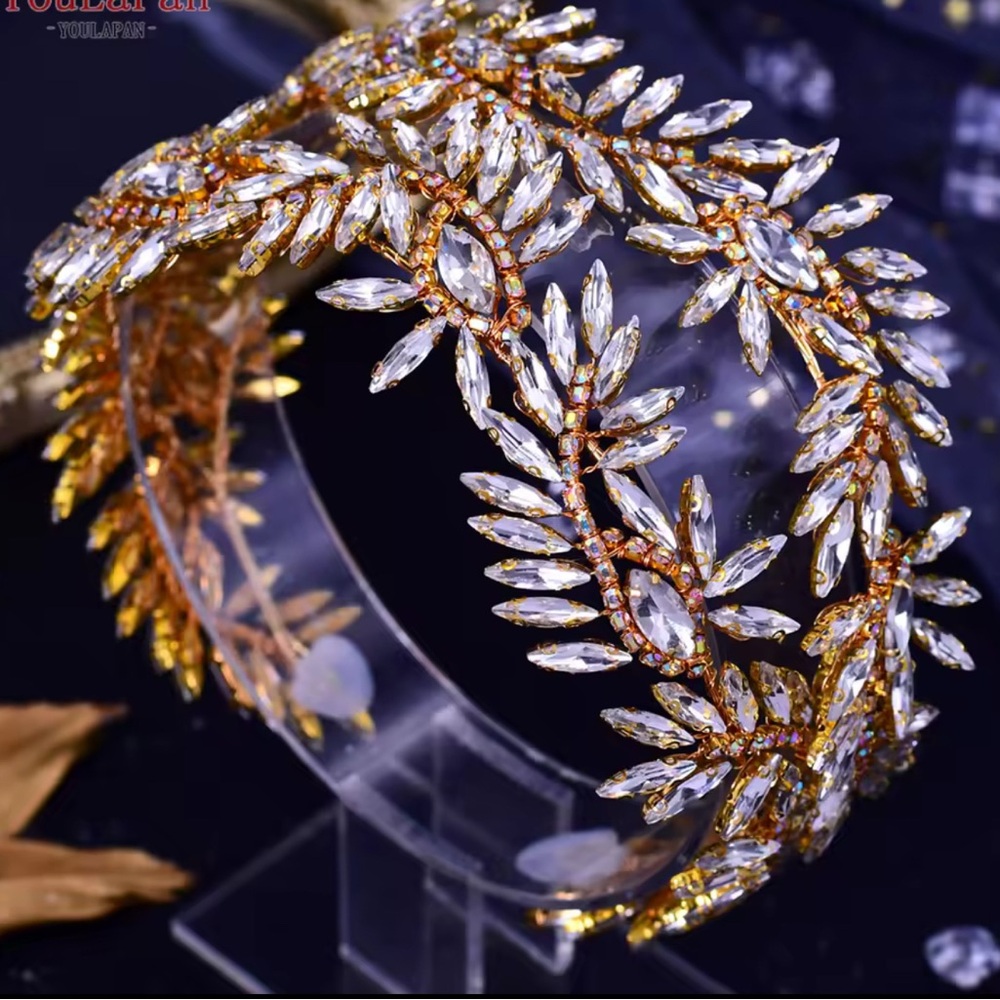 Gold and Silver Leaf Crystal Headband